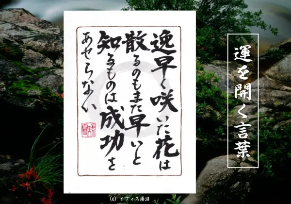 逸早く咲いた花は散るのもまた早いと知るものは成功をあせらない