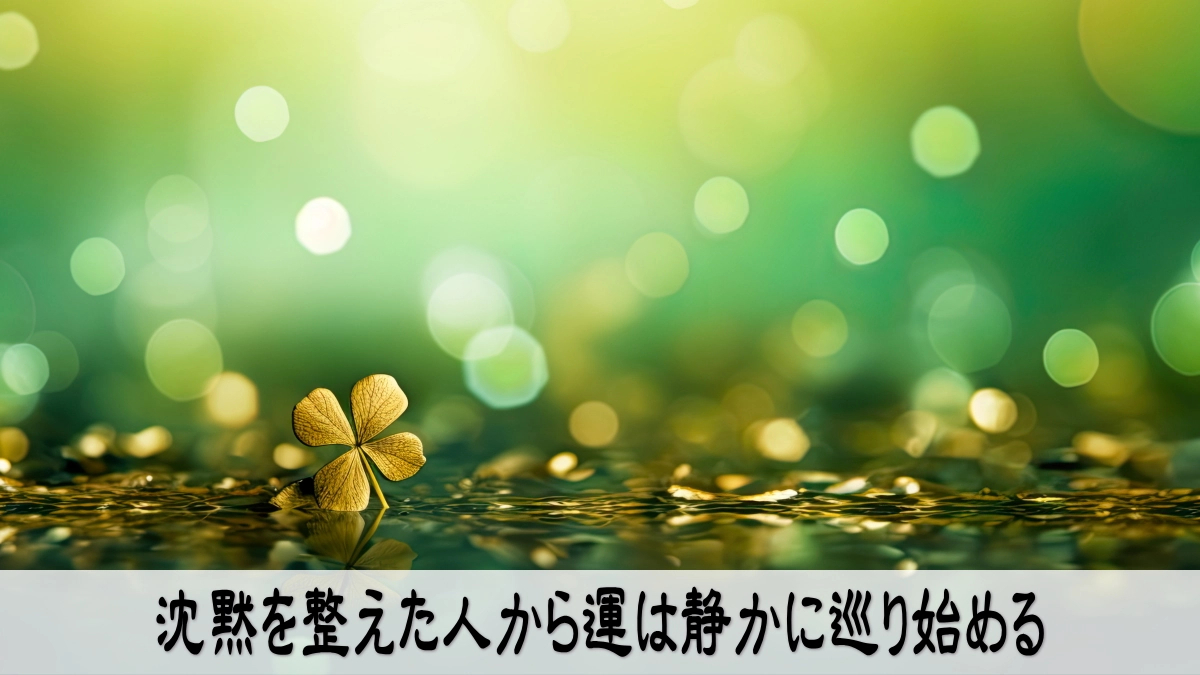 沈黙を整えた人から運は静かに巡り始める