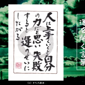 人は上手くいくと自分の力だと思い失敗すると運のせいにしたがる｜筆文字書作品