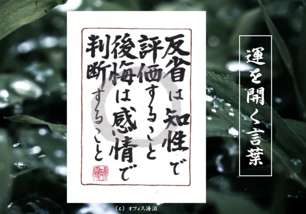 反省は知性で評価すること、後悔は感情で判断すること｜筆文字書作品