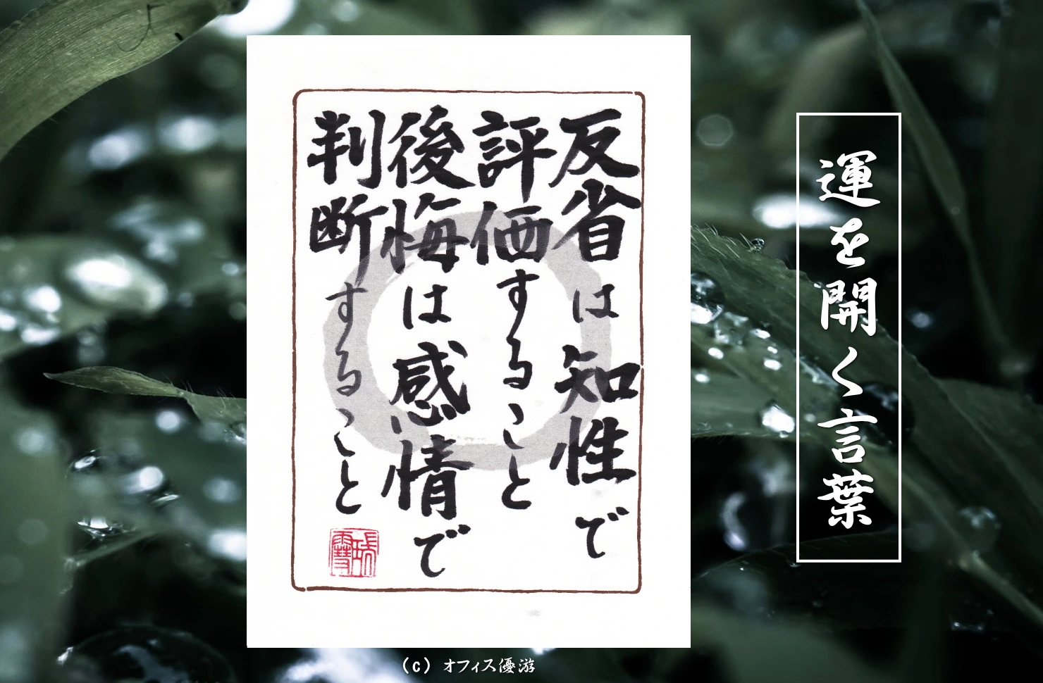 反省は知性で評価すること、後悔は感情で判断すること｜筆文字書作品