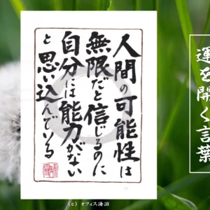 人間の可能性は無限だと信じるのに自分には能力がないと思い込んでいる｜筆文字書作品