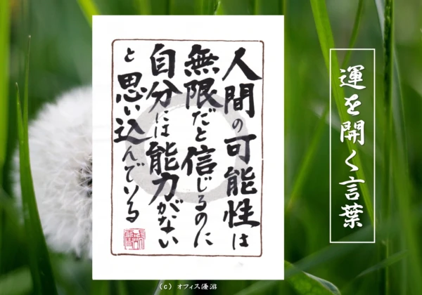 人間の可能性は無限だと信じるのに自分には能力がないと思い込んでいる｜筆文字書作品