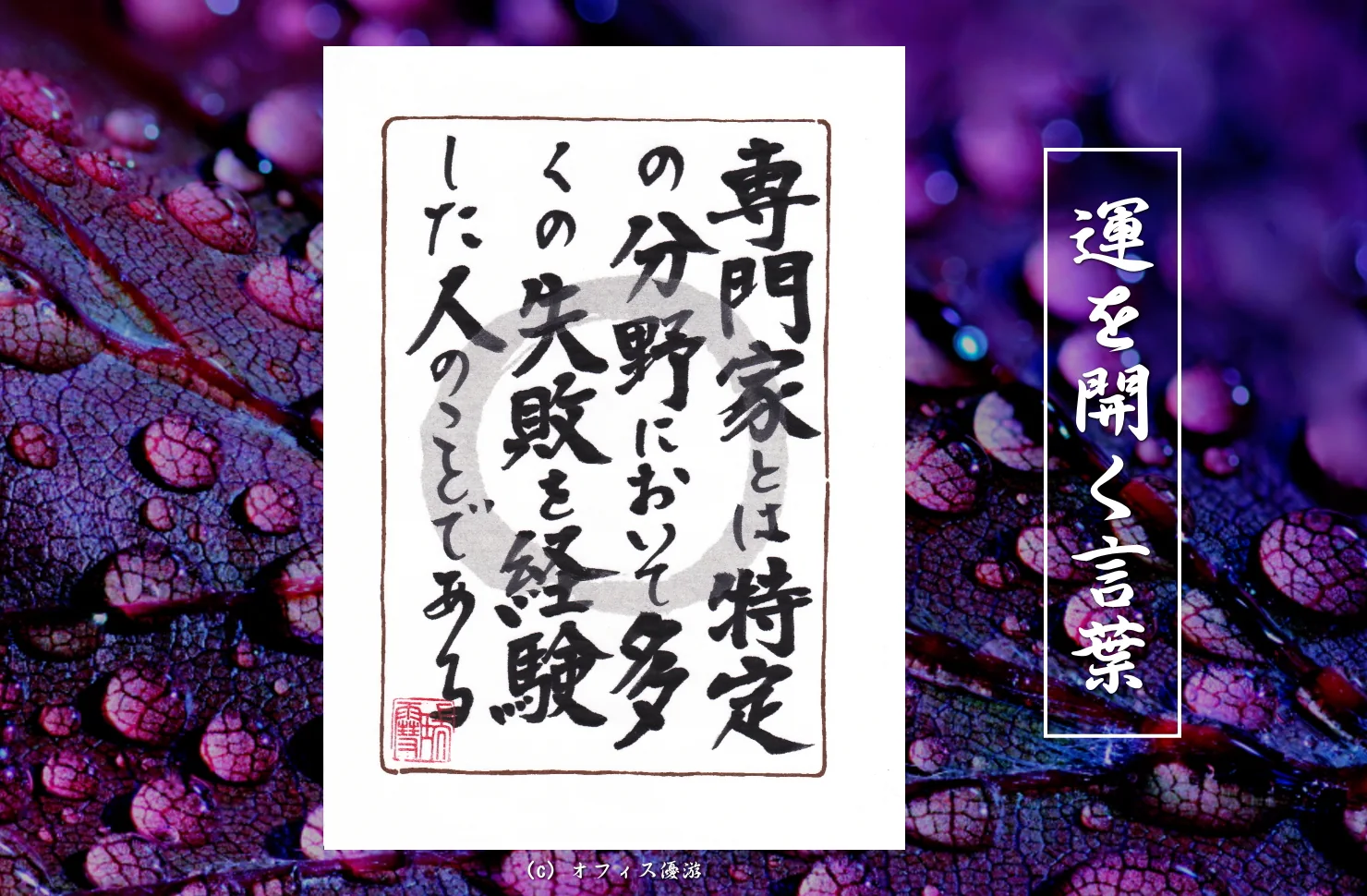 専門家とは特定の分野において多くの失敗を経験した人のことである｜筆文字書作品