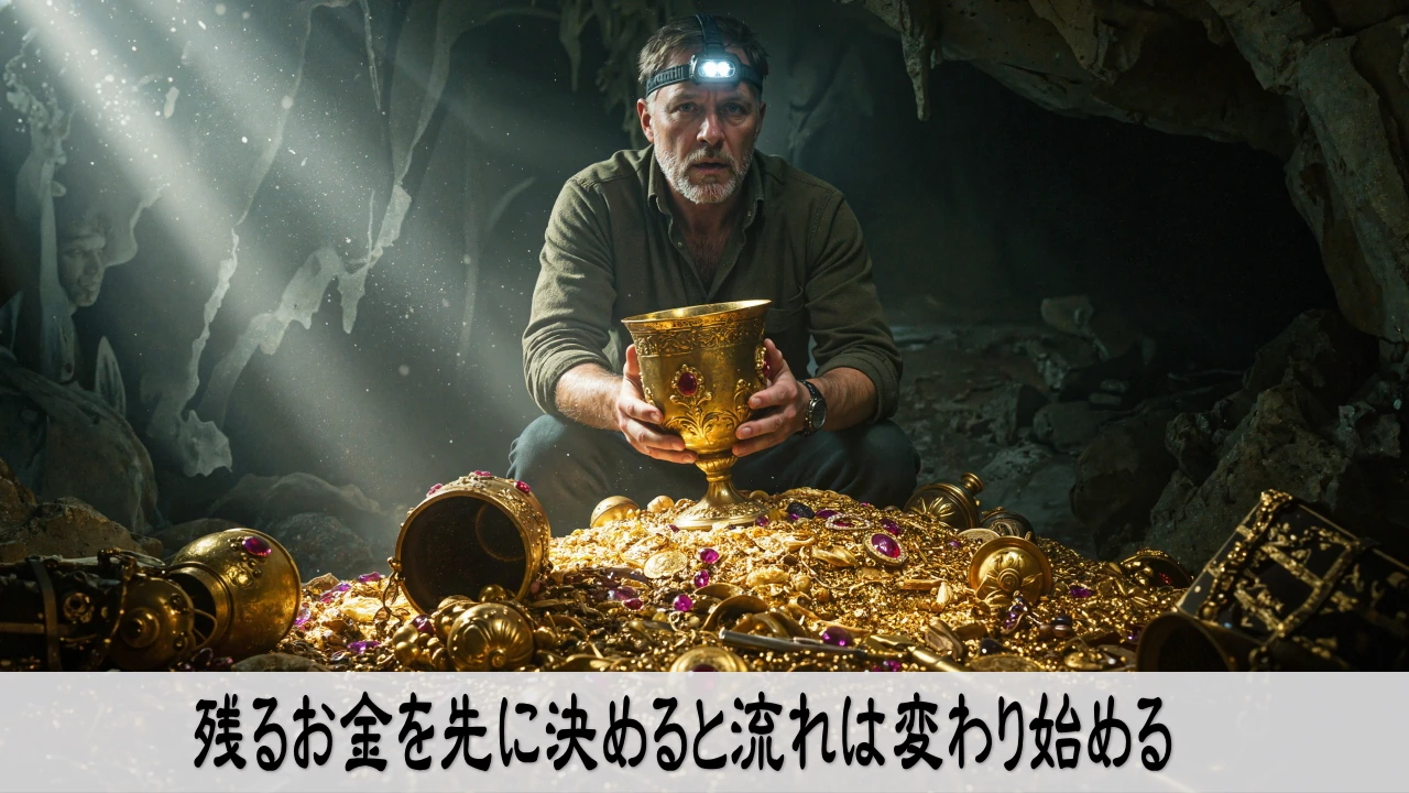 残るお金を先に決める実践をテーマに、毎月の配分を整えて穏やかに巡らせるイメージ