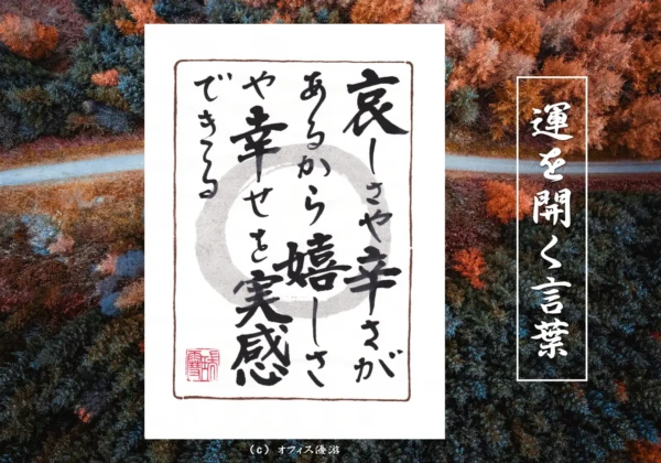 哀しさや辛さがあるから嬉しさや幸せを実感できる｜筆文字書作品