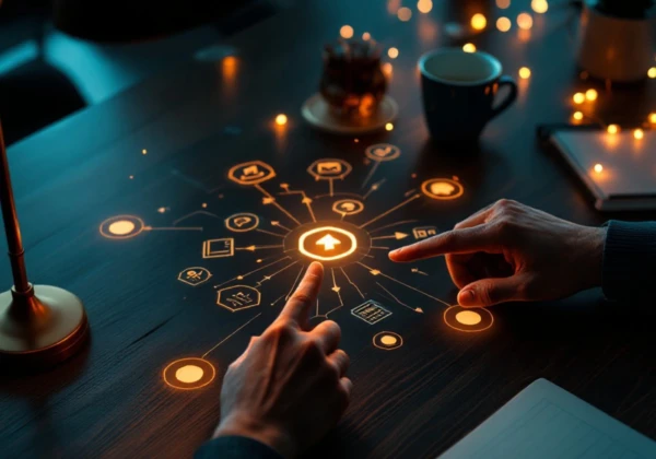 言葉を少し変えて行動が動き出し、人生と仕事の流れがやわらかく巡り始める希望のイメージ