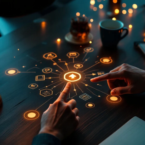 言葉を少し変えて行動が動き出し、人生と仕事の流れがやわらかく巡り始める希望のイメージ