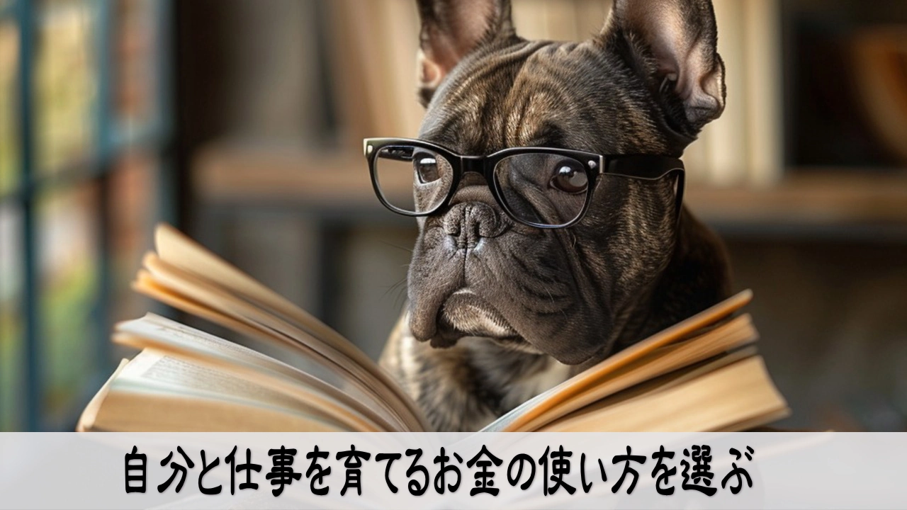 お金の使い道を選び、自分と仕事を育てて前向きな手応えが残るイメージ