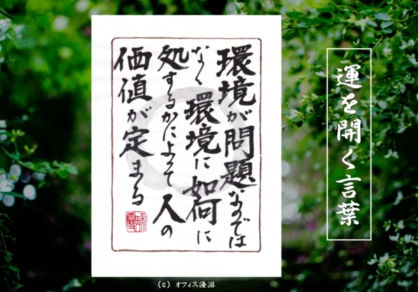 環境が問題なのではなく環境に如何に処するかによって人の価値が定まる｜筆文字書作品