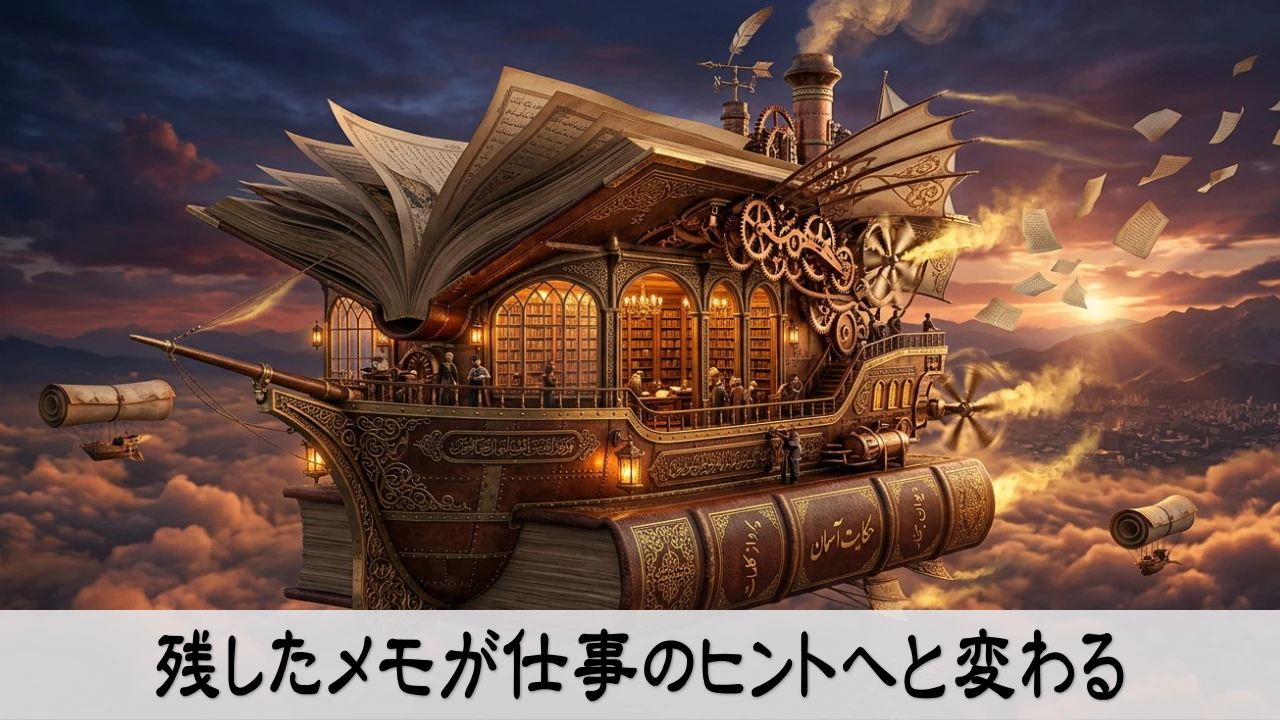 残したメモを仕事のヒントに変える前向きな場面