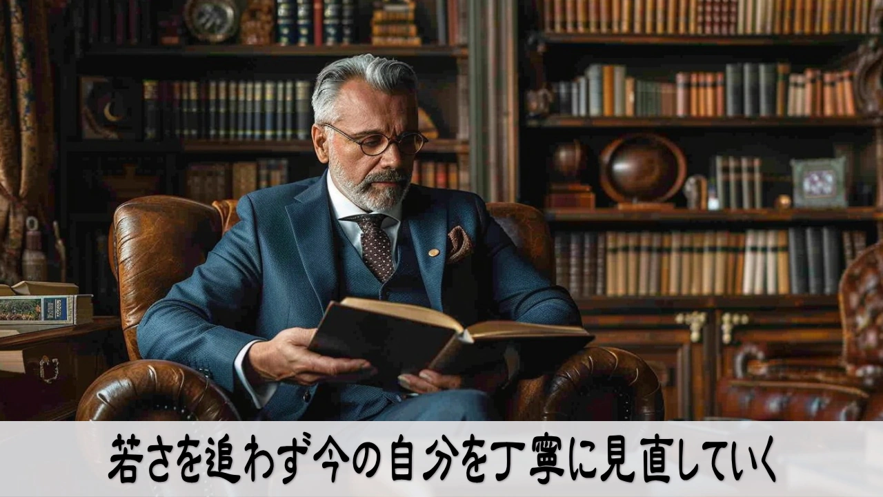 年上男性が鏡で身だしなみを確認し自然な安心感を整える
