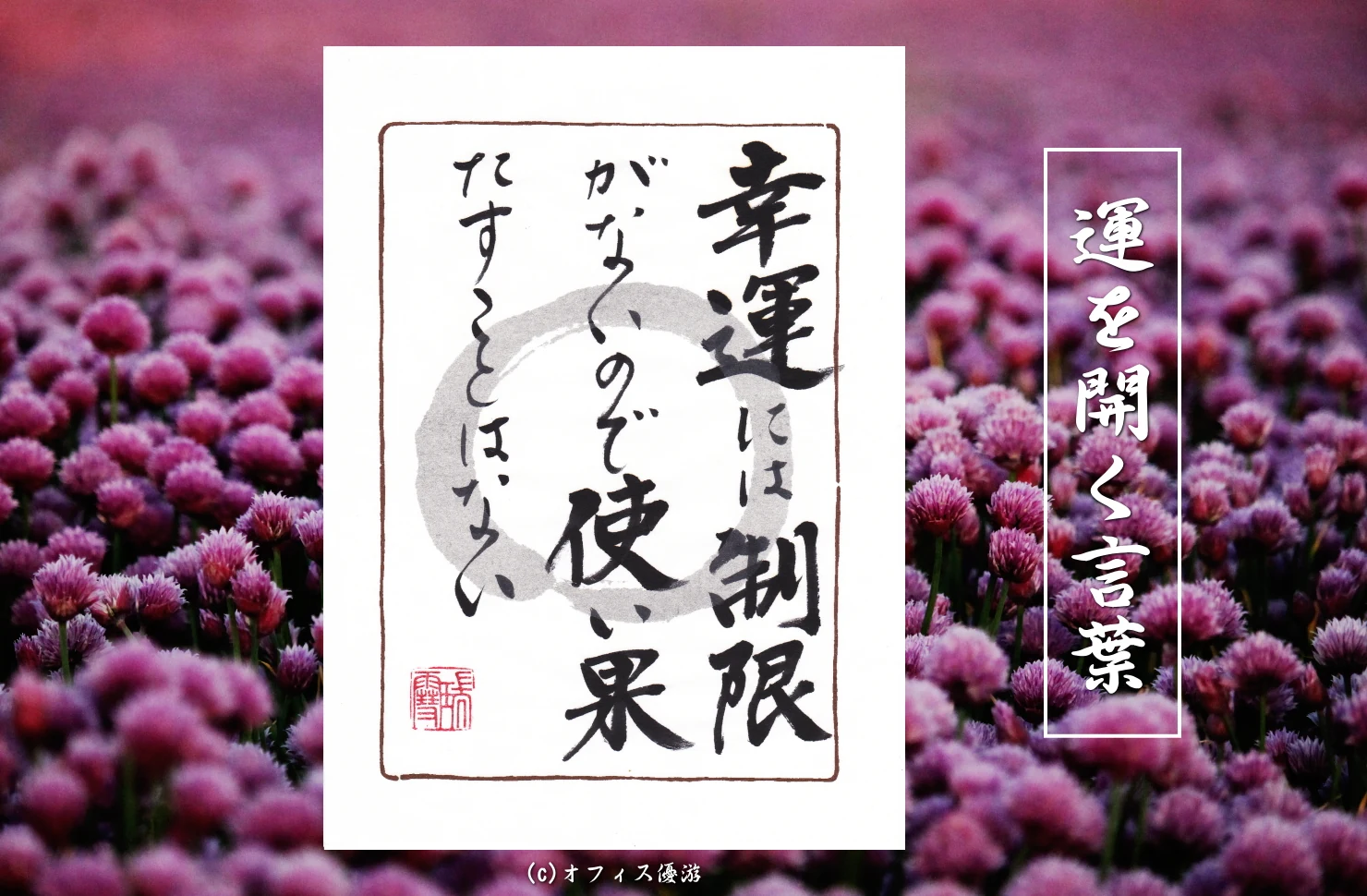 幸運には制限がないので使い果たすことはない｜筆文字書作品