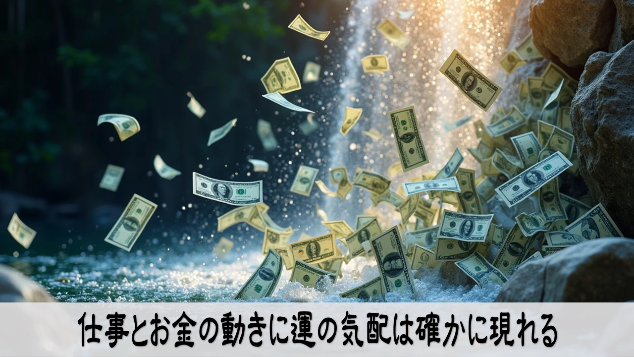 事とお金の動きを観察し運の気配を感じ取る落ち着いたイメージ