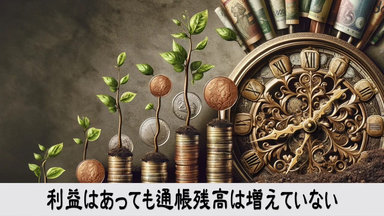 売掛金や在庫へ移る会社のお金を追い利益と通帳残高のズレに戸惑うイメージ