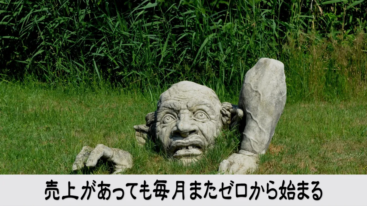 毎月売上をつくり直しゼロから始まる仕事に疲れる